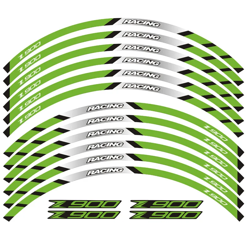 

a set of 12pcs high quality motorcycle wheel decals waterproof Reflective stickers rim stripes For Kawasaki Z900