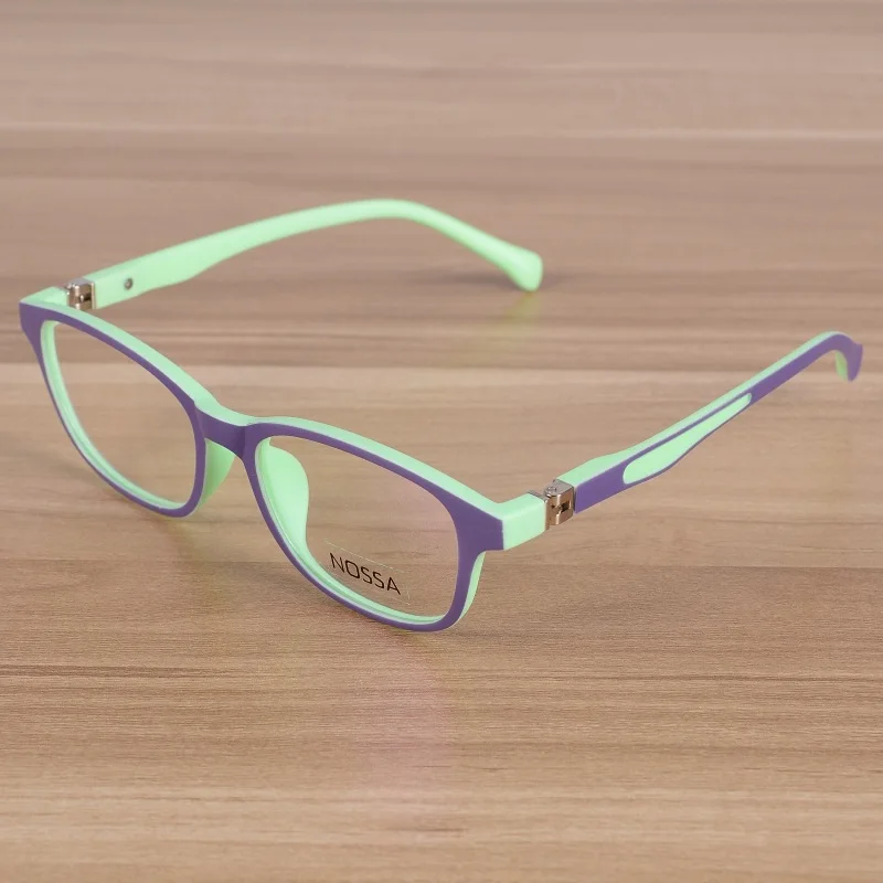 Purple Green Сверхлегкие куртки TR90 оправы для очков с прозрачными линзами для детей модные очки для мальчиков и девочек, оправа для очков, при близорукости Cool Child очки - Цвет оправы: Purple Green