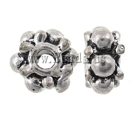 Free shipping!!!Zinc Alloy Flower Beads Womens Jewelry antique silver color plated nickel lead &amp cadmium free 8x4.50mm | Украшения и