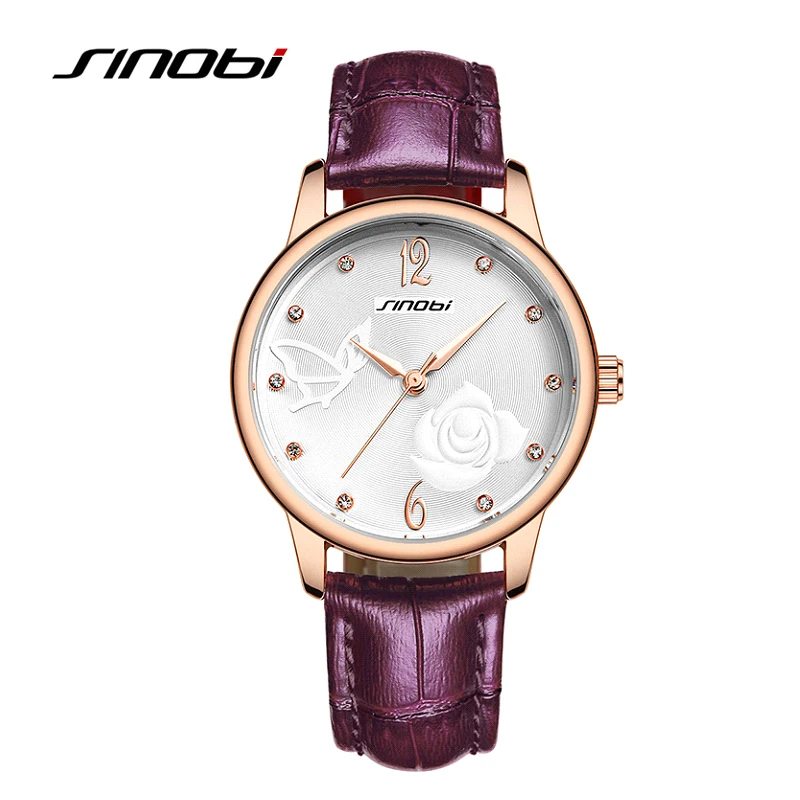Sinobi мода повседневная женщины и девушки красный кварцевые часы красочные платье
