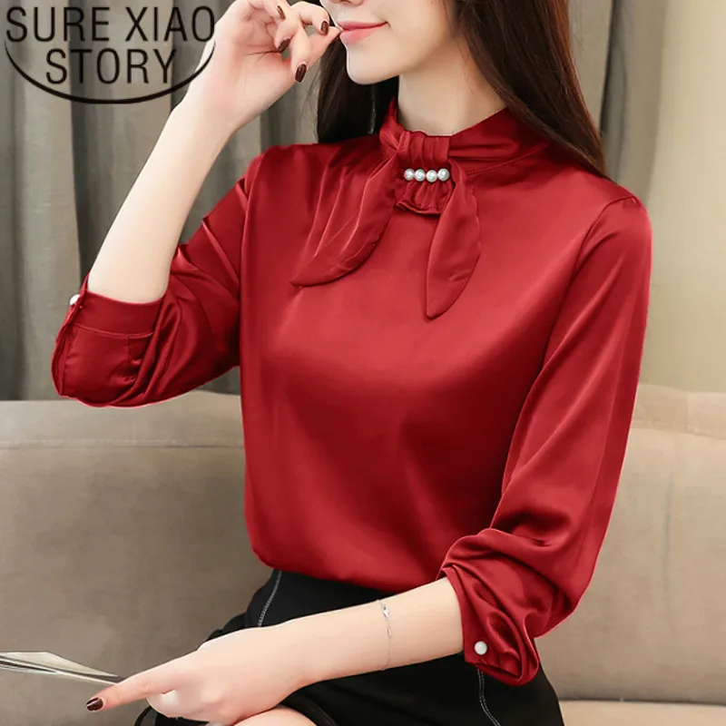 Blusas mujer de moda 2018 женская блузка шелковая рубашка с длинным рукавом весенняя и