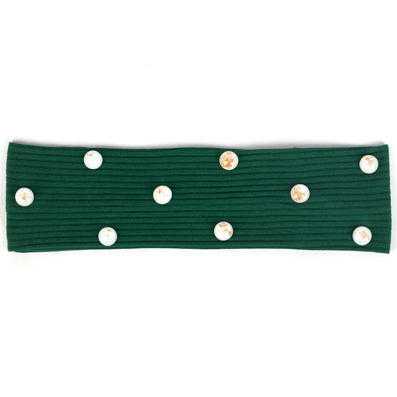 Green White Новые модные женские ребристые повязки для волос золотые фольги круглые бусины аксессуары для девочек женские плоские эластичные повязки на голову полосатые тюрбан DZ778 - Цвет: Green White