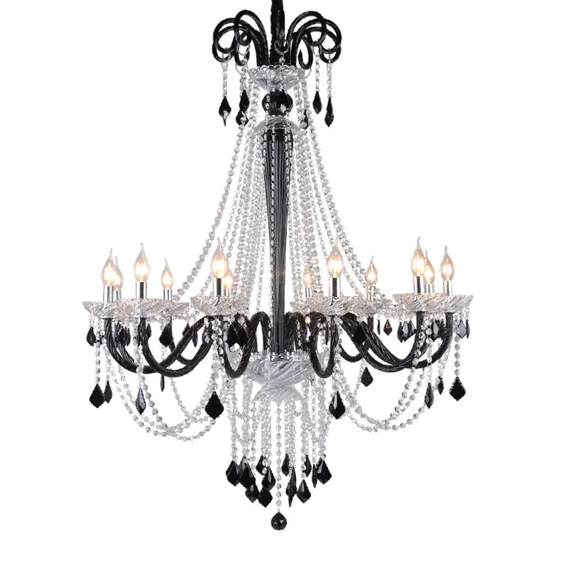

Modern Large Crystal Chandeliers For Hotels Bohemian Crystals Chandelier Classical Room Fixture Black Lights Stairs Long ZG8125#