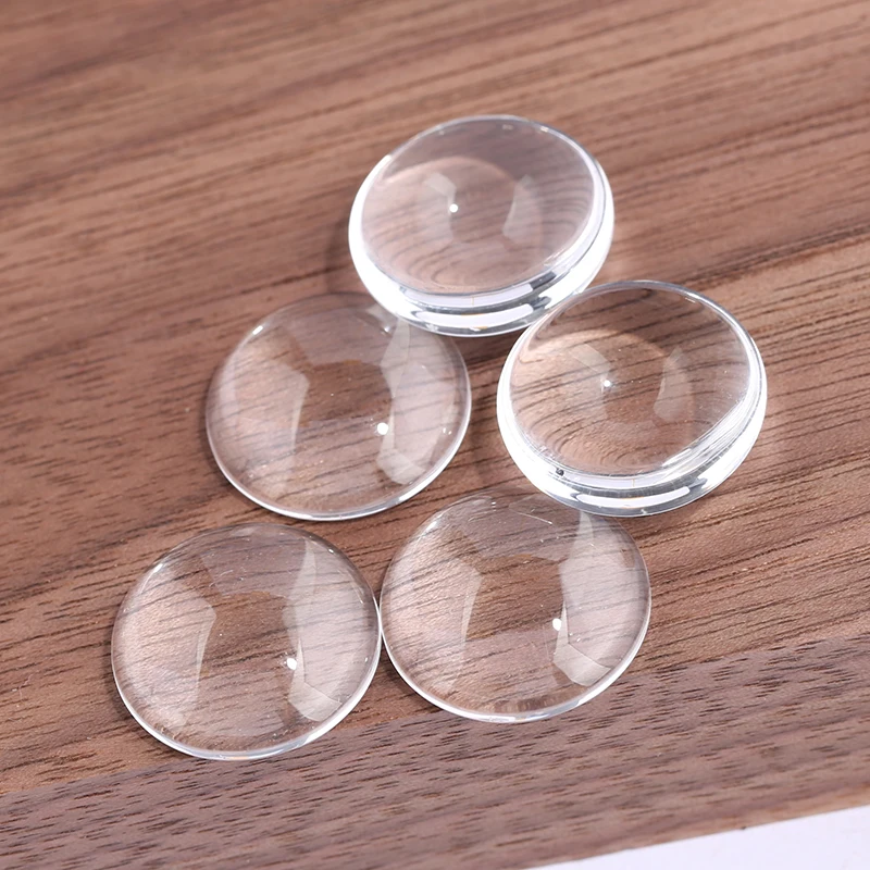 

reidgaller 10mm 12mm 14mm 16mm 18mm 20mm 25mm 30mm Round Flat Back Transparent Clear Glass Cabochon diy jewelry findings