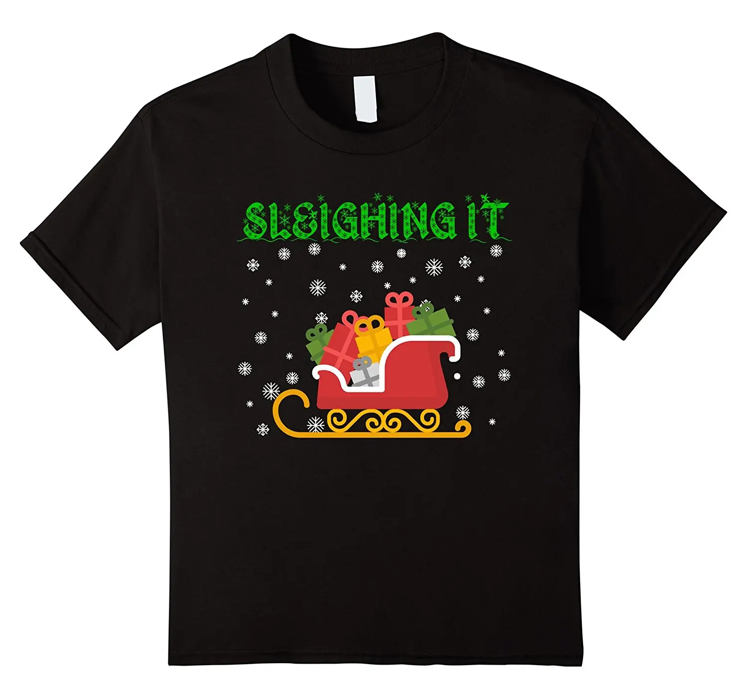 

Sleighing It Funny Christmas Xmas T-Shirt 100% Cotton Short Sleeve O-Neck Tops Tee T Shirts Cotton Casual Shirt White Top