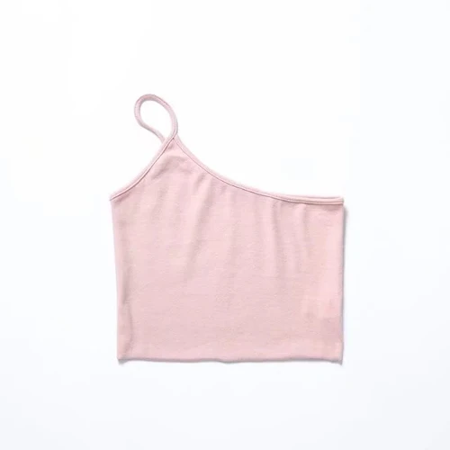5 цветов женский сексуальный короткий топ на одно плечо - Цвет: pink