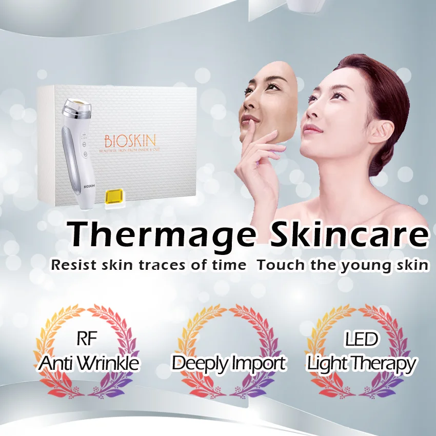 BIOSKIN Смарт RF термаж красота устройство против морщин уход за кожей лица подтяните Массажер для лифтинга машина светодиодный светильник терапия