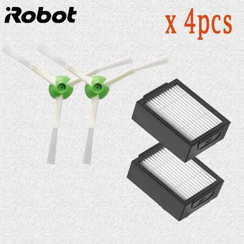 total 4pcs Hepa фильтр и боковая щетка комплект для iRobot Roomba i7 E5 E6 I Серия E запасные Фильтры Запчасти для пылесоса боковая щетка - Цвет: total 4pcs