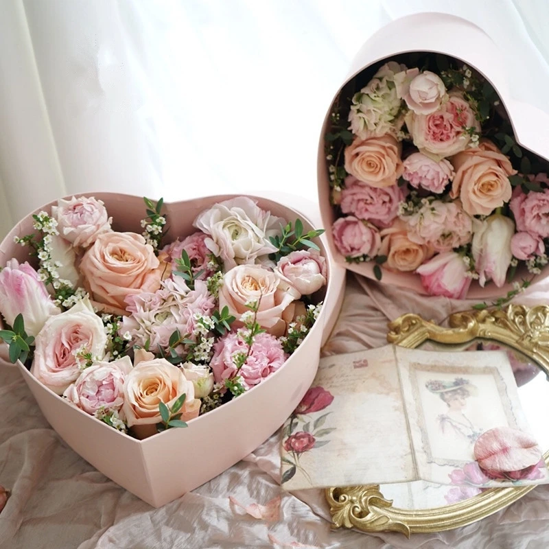 2 шт./лот сердце цветок бумажные коробки с крышкой свежая Роза коробка Цветочная