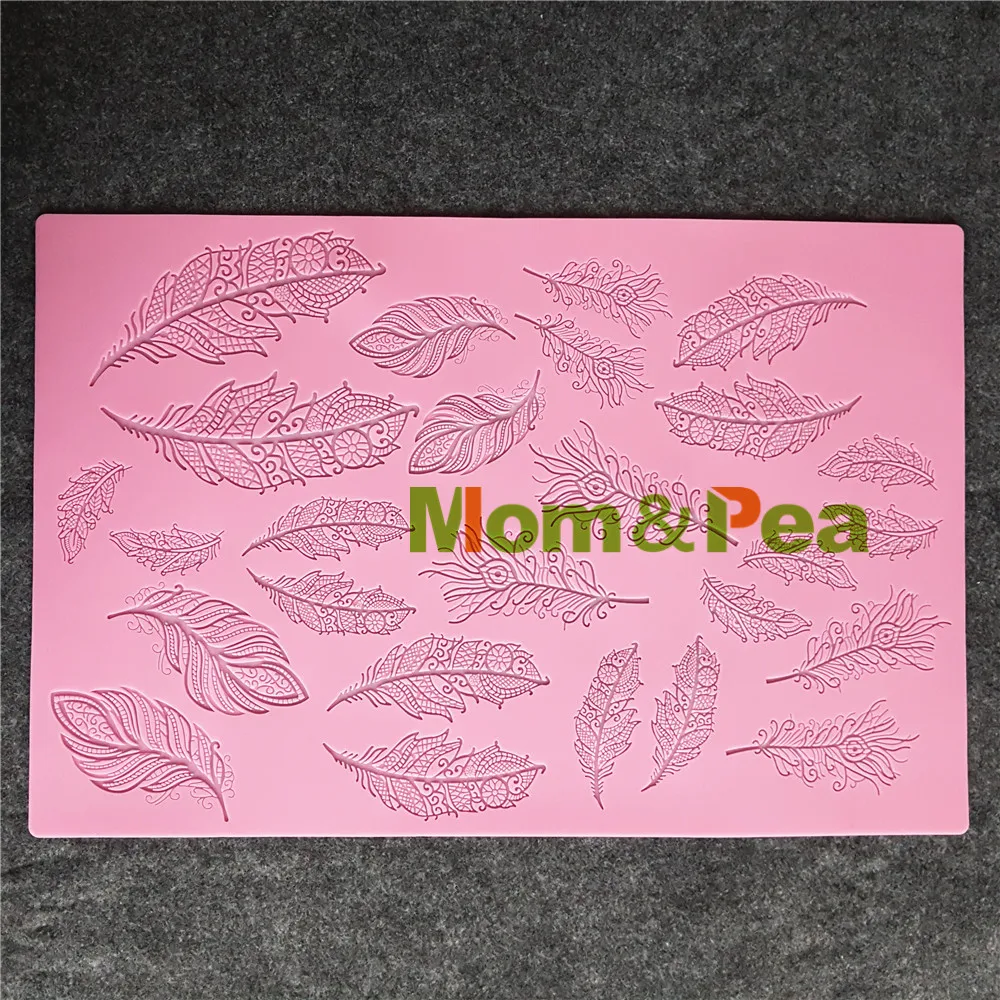 Mom & Pea GX176 Бесплатная доставка перьевая кружевная форма для украшения торта
