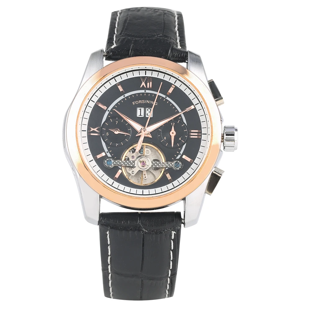 

Men's Luxury Tourbillon Automatic Mechanical Watch Classic Stainless Steel Skeleton Practical Calendar Wristwatch