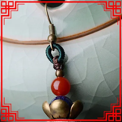 Женские винтажные этнические серьги с бахромой длинные синие в виде ракушек и