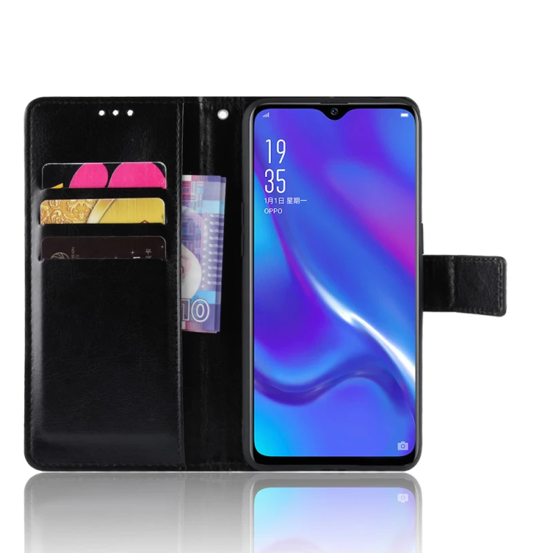 Роскошный чехол бумажник из искусственной кожи с откидной крышкой для OPPO K1