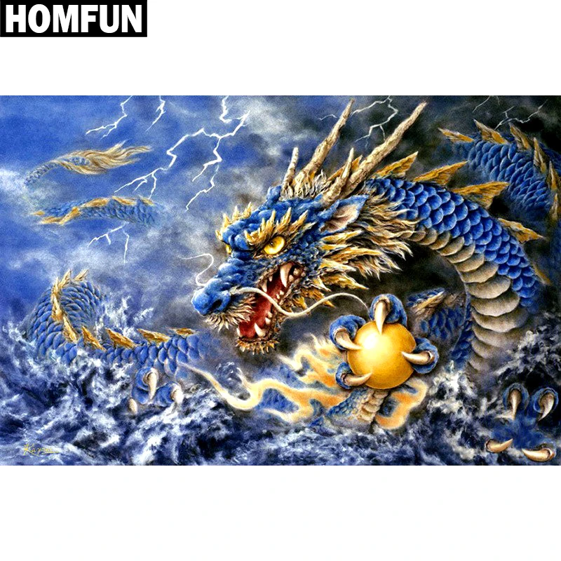 

HOMFUN Full Square/Round Drill 5D DIY Diamond Painting "China Dragon" 3D Embroidery Cross Stitch 5D Rhinestone Home Decor
