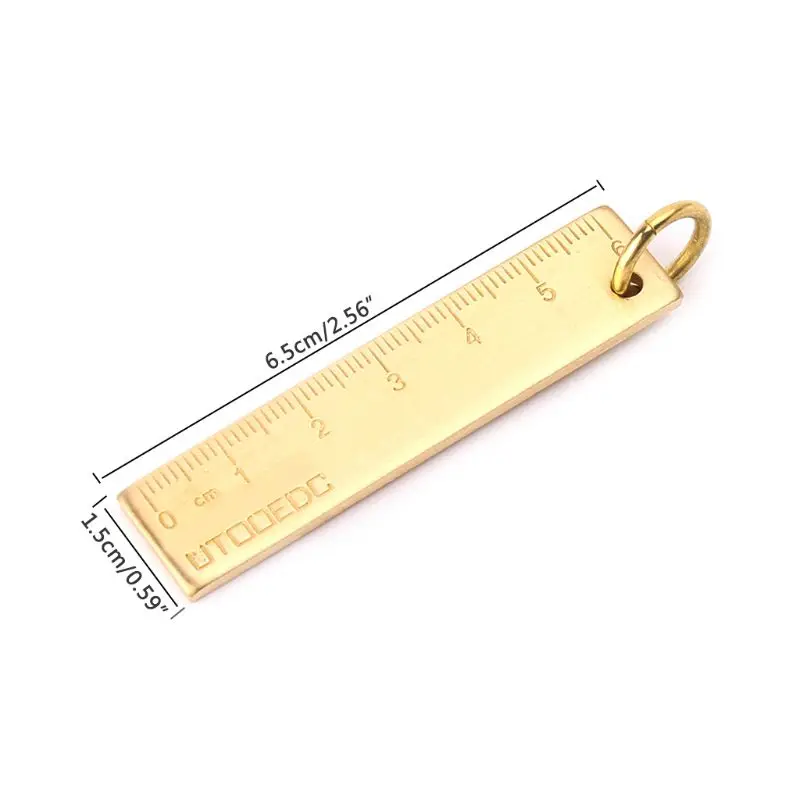 

Outdoor Camping Copper Ruler Portable Mini EDC Tool Brass Scale Keychain Pendant
