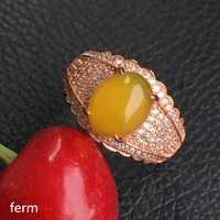 kjjeaxcmy boutique jewelry 925 silver inlaid natural yellow chalcedony garnet female miss ring mini support detection