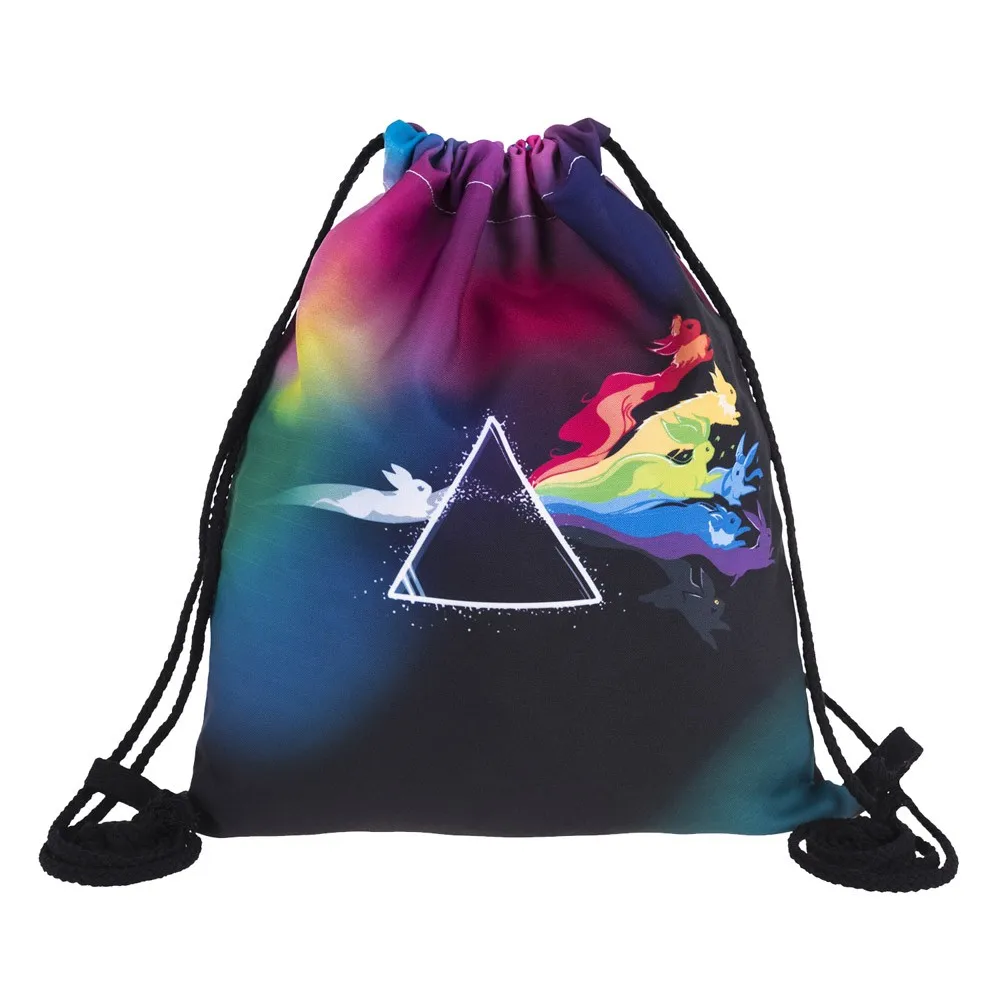 #50 Новинка Мода Досуг унисекс нетканые сумки Drawstring сумка 3D цифровой принт букет