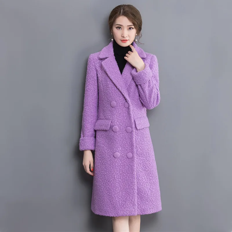 

women winter overcoat korean fashion design quality loose wool coat new thickening double-breasted coat party clothes brand S-XL