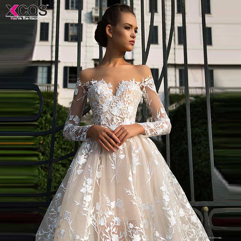 2019 свадебное платье es Vestidos de novia Scoop See through средства ухода за кожей шеи суд поезд