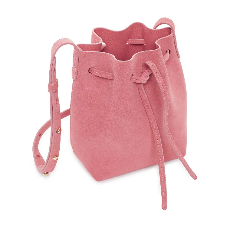 pink mini mansurstudio женская сумка-мешок из искусственной замши, женские Кожаные Замшевые сумки через плечо - Цвет: pink mini