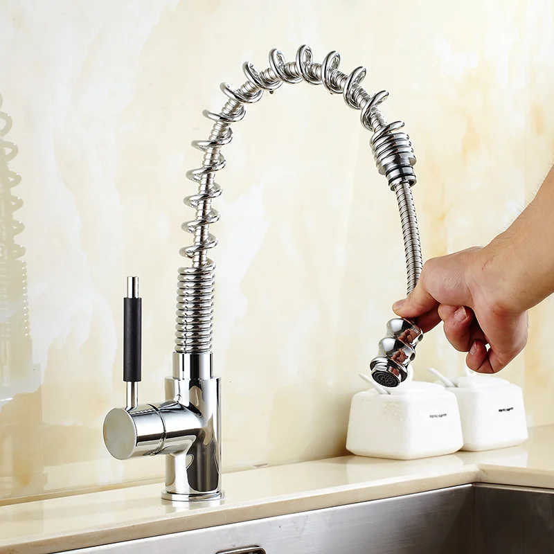 

Free Shipping pull out Kitchen faucet luxury water tap chrome swivel kitchen sink Mixer tap kitchen vanity faucet sink faucet