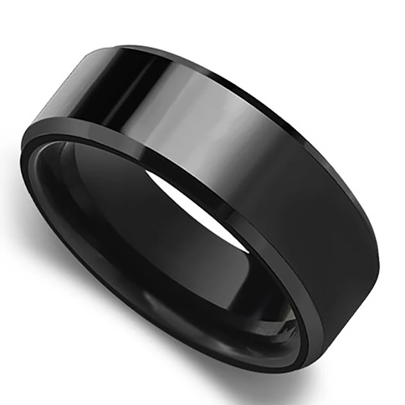 Фото Мужское матовое кольцо черное золотое серебряное из нержавеющей стали модные