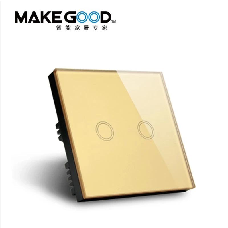 MakeGood сенсорный выключатель 2 банды 1 способ rystal стекло переключатель панель один