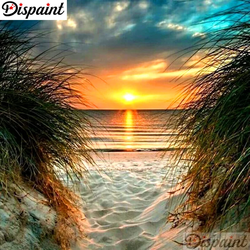 

Dispaint Full Square/Round Drill 5D DIY Diamond Painting "Sunset Sea scenery" Embroidery Cross Stitch 3D Home Decor Gift A10346