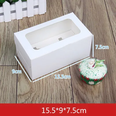 20pc/lot Holes Cupcake Muffin Box Cake Cup Packaging White Kraft Paper Bottom Bracket Pudding Pastry Marvin Boxes For Gift Party - Цвет: Черный