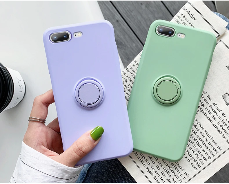 SoCouple жидкостный мягкий силиконовый держатель для телефона чехол для iphone 11 Pro Max X Xs max XR 7 8 6 6s plus сплошной цвет кольцо ручка чехол для телефона