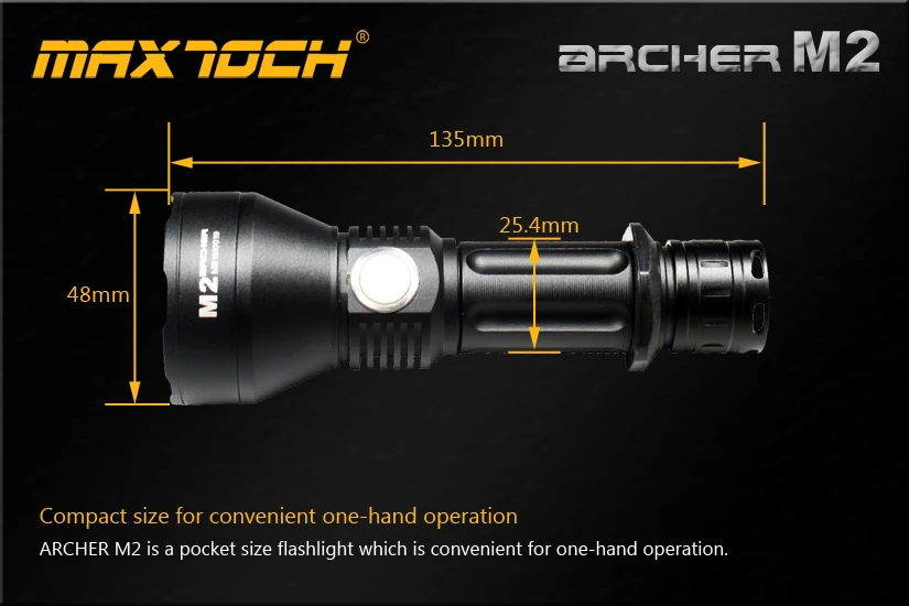 MAXTOCH Archer M2 2000lm, 600 метров+, Luminus SST-40-W P2 светодиодный, бесступенчатая Функция затемнения фонарь, боковой переключатель тактический фонарь