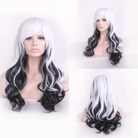 anime long wavy white black ombre wig cosplay costume japanese harajuku lolita hair wigs for women
