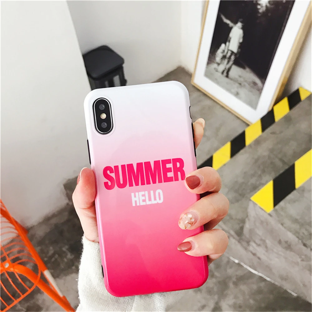 Чехлы для iphone 7 Hello летом прохладно Стиль синий и красный цвета градиентные Цвет