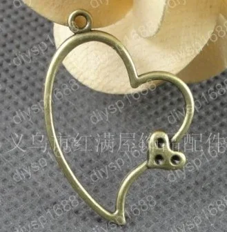 

100pc/lot Zinc alloy bead Antique Bronze Plated Charms Pendants Fit Jewelry necklace Findings Making 36*26MM heart Shape JHA2768