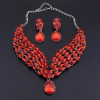 oeoeos fashion indian jewellery indian crystal necklace earrings bridal jewelry sets for brides party wedding accessories