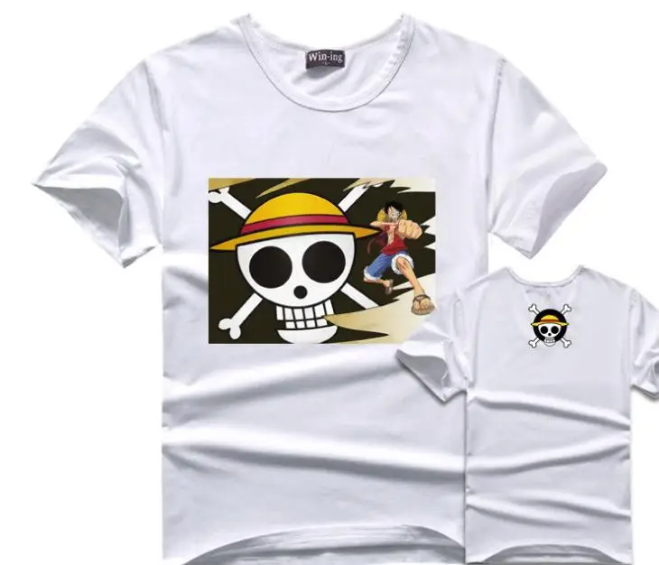 Одна деталь хлопковая Футболка Луффи Аниме футболка с короткими рукавами для