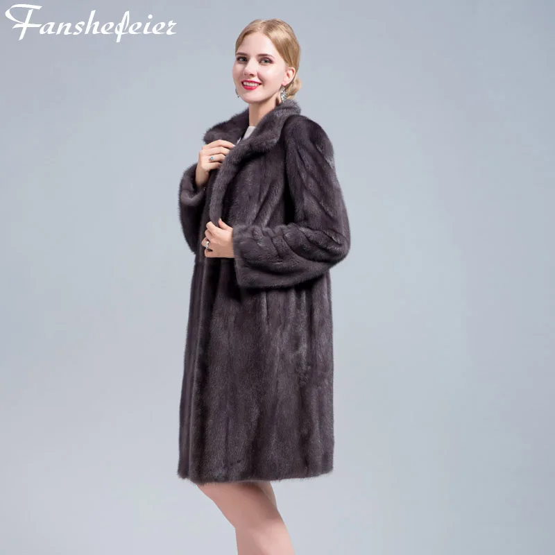 Fanshefeier/2018 Новое Женское пальто из натурального меха норки высокого качества