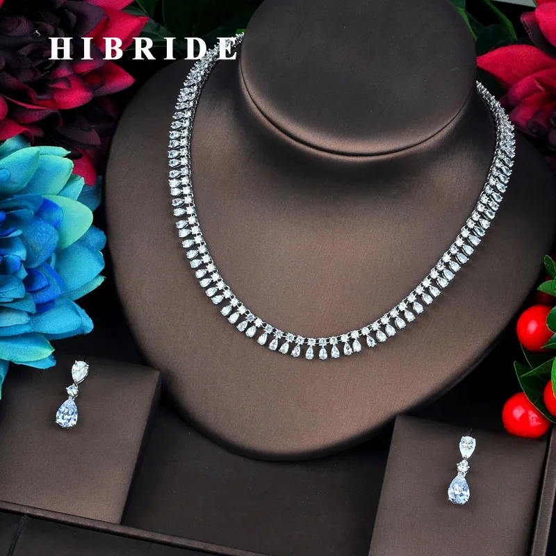 HIBRIDE роскошный красивый дизайн кубический циркон наборы свадебных ювелирных