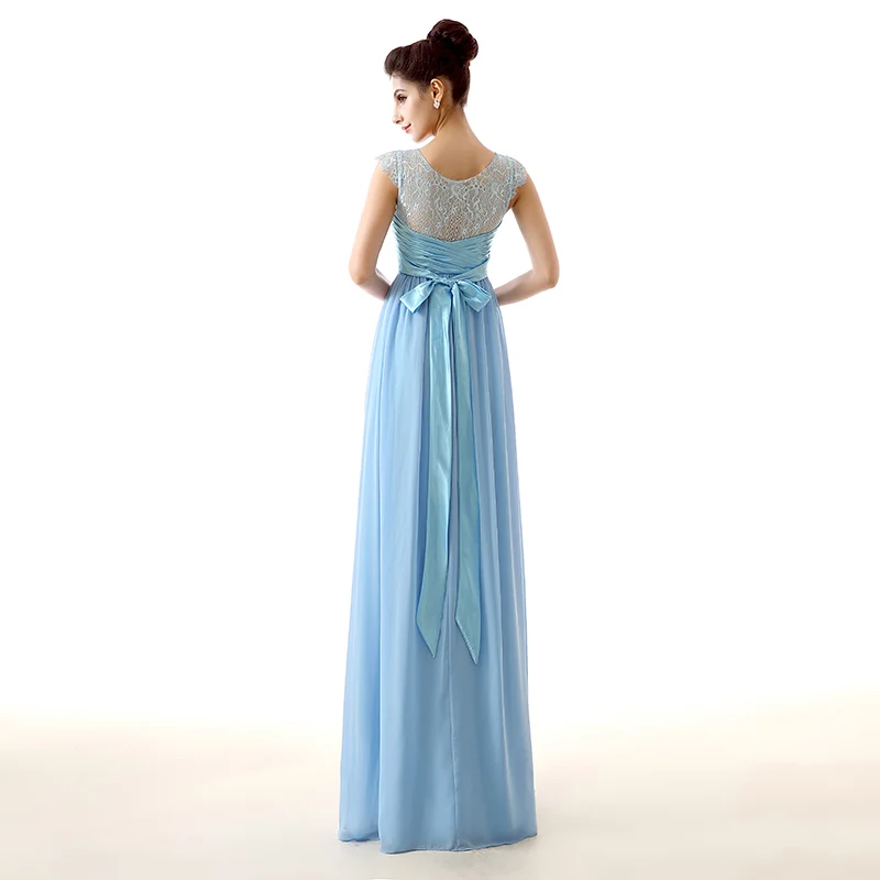 Forevergracedress голубой Длинные платье подружки невесты Дешевые линии Кружева