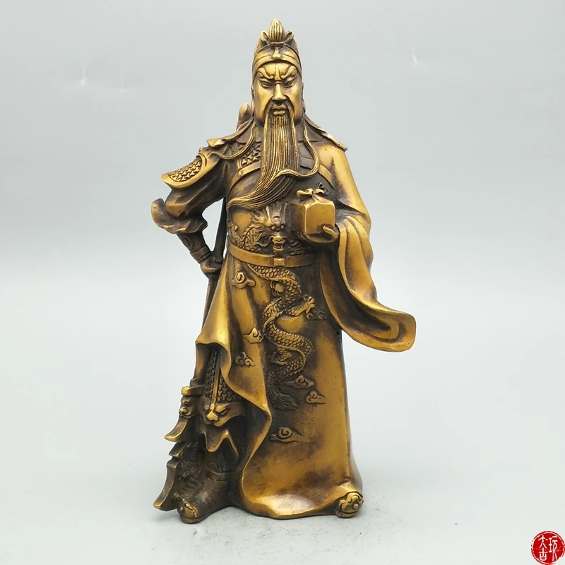 

Rare Qing Dynasty(QIANLONG)copper GUANGONG statue,Free shipping