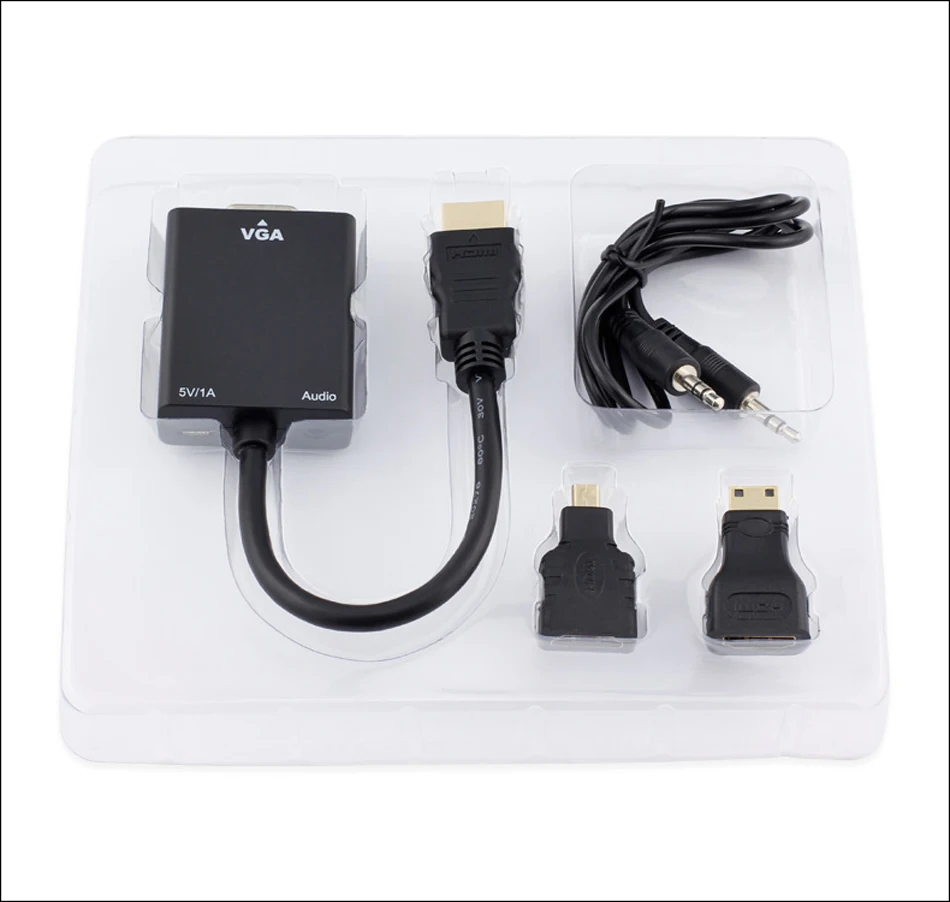 3 в 1 HDMI к VGA кабель конвертер адаптер с аудио + мини/микро разъем для компьютера ПК