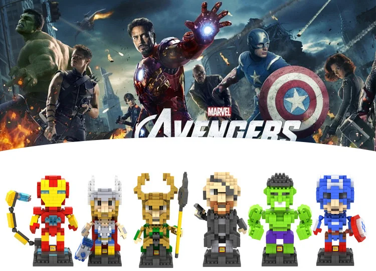 Горячие DIY 3D LOZ Алмазные Строительные блоки дети куклы Супер Герой Мстители