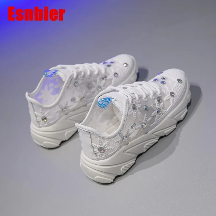 Женская обувь белые кроссовки женская на платформе тонкие сетчатые дышащие