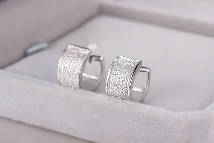 New High Quality Silver Plated Noble Elegant Earrings Brilliant Cubic Zirconia Jewelry Birthday Present For Girl | Украшения и