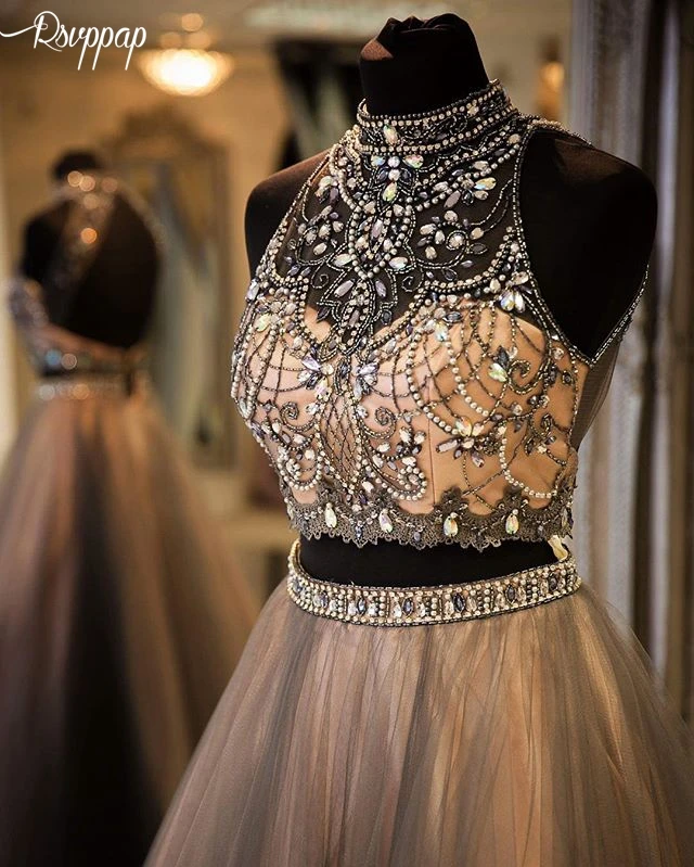 

Длинное платье для выпускного вечера es 2021 Потрясающие с высоким воротом; Платье без рукавов из бисера африканская темнокожая Девушка Два 2 ц...