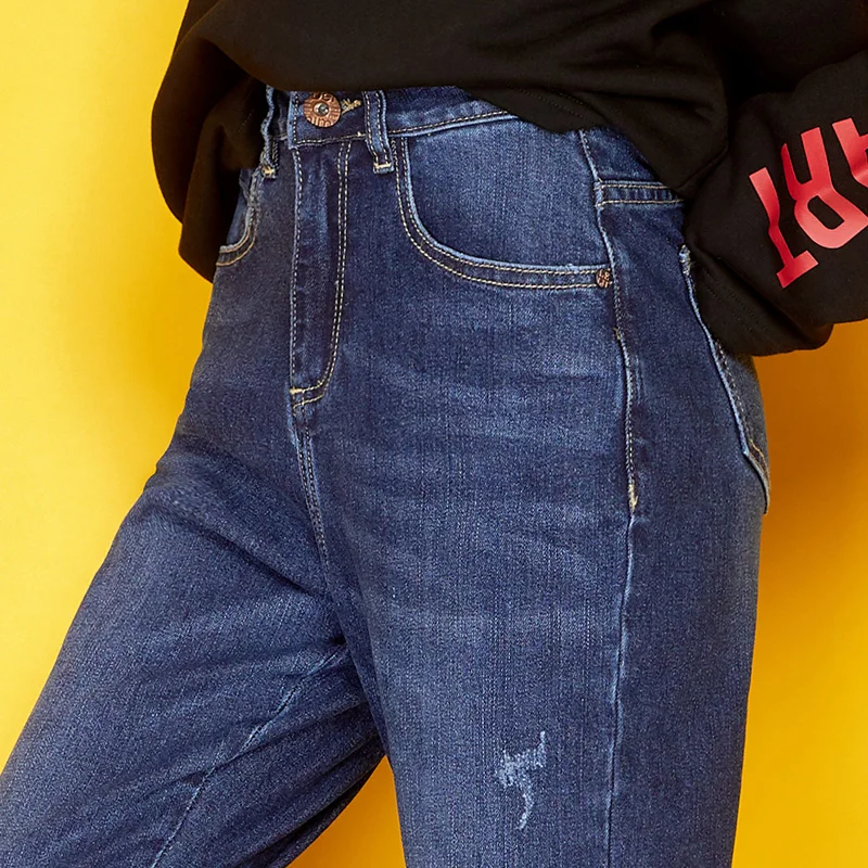 LEIJIJEANS, Новинка осени, винтажный стиль, отбеливатель размера плюс XL, хлопковые джинсы, средняя талия, деним, темно-синие, свободные, гарем, джинсы для женщин 7290