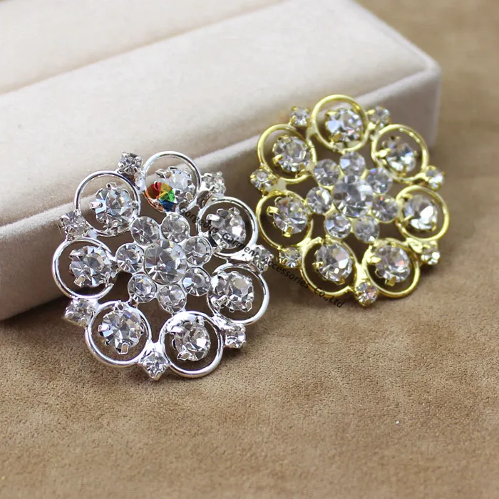 10 шт. 32 мм Цветок Чешский Прозрачный кристаллический центр Стразы Кнопки с петлей