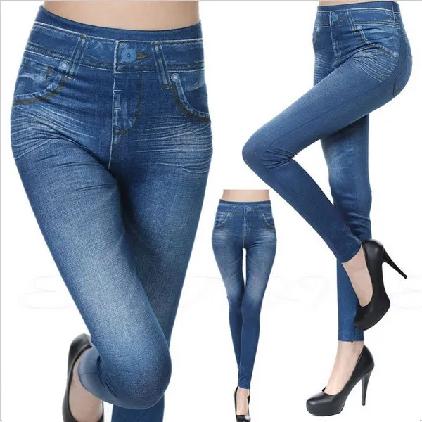 

Blue Winter Slim Was Thin Leggings High Imitation Cowboy High Waist Leggings Wild Leisure Stretch Pants
