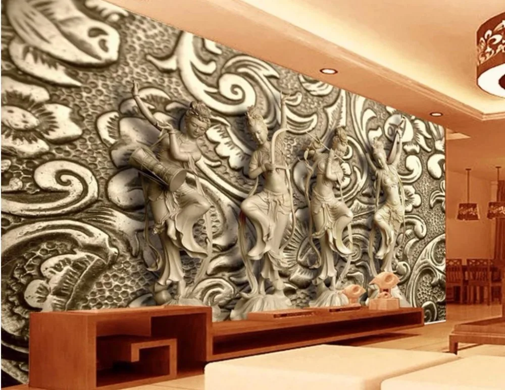 Большие 3D обои фрески фотообои для гостиной красивая девушка рельефные стен 3 d ТВ