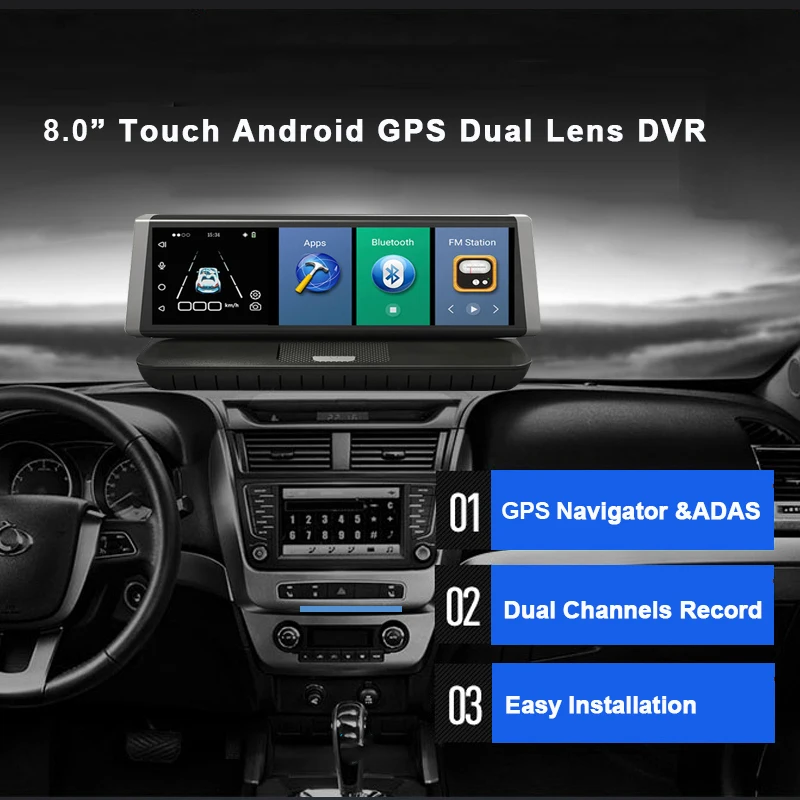 OnReal dash camera 8 0 Touch 4G Android GPS Двойная Линза Автомобильная камера ADAS FHD 1080P WIFI авто